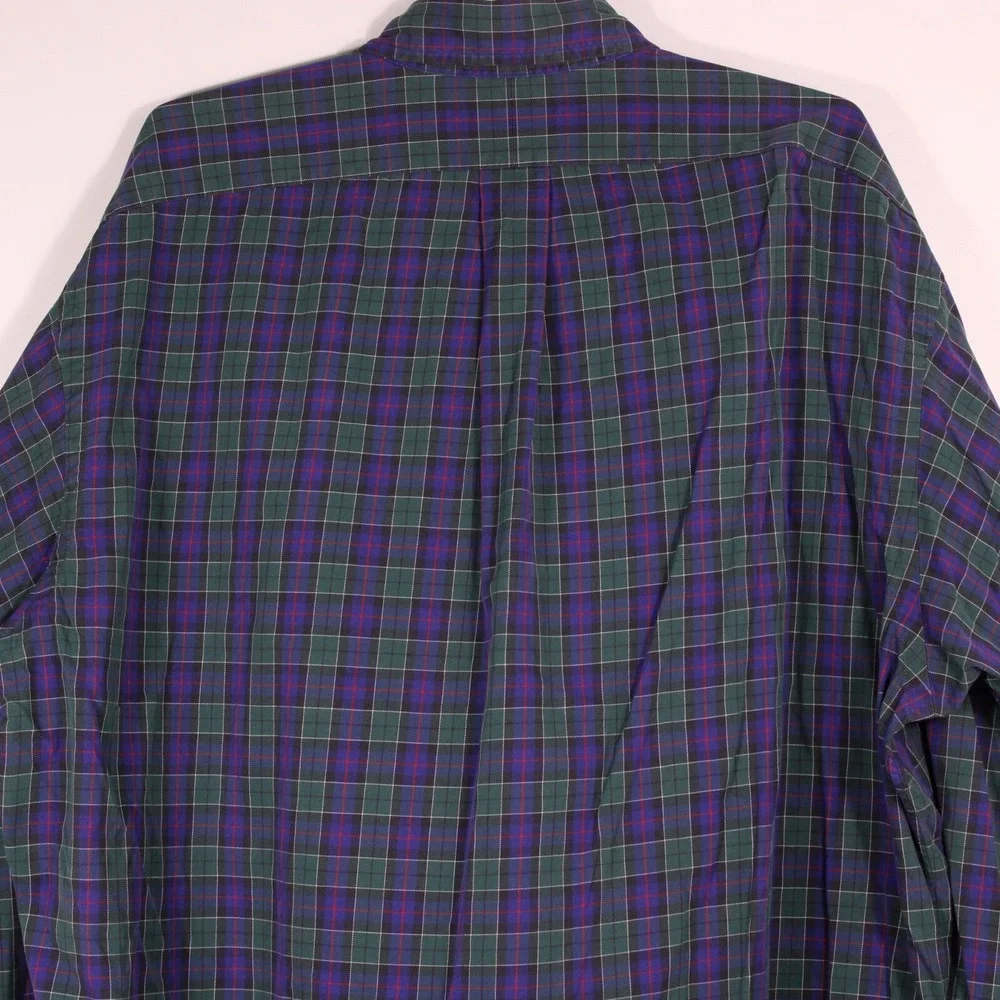 Vintage 90s Ralph Lauren Blake Shirts Mens L Green Purple Checker 2 Ply Red Logo